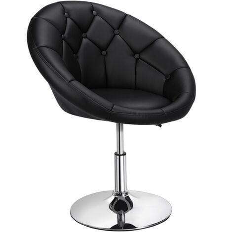 Yaheetech Adjustable Swivel Tufted Barrel Chair, Black