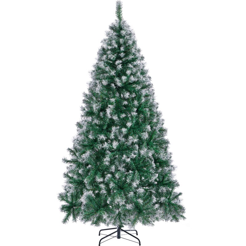 Yaheetech - Albero di Natale Innevato Folto Bianco Effetto Realistico con Neve con Supporto in Metallo Pieghevole Portatile Decorazione Natalizia 212