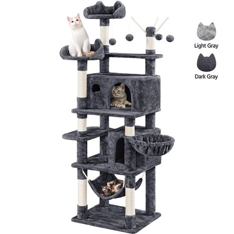 Yaheetech Albero Tiragraffi per Gatti in Truciolato e Sisal Palla da Gioco Condomini Scuro Grigio