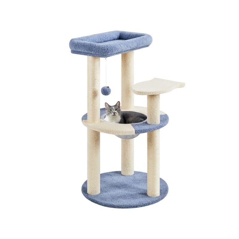 Yaheetech - Arbre à Chat Design Océan Tour pour Chat Chaton avec Perchoir Poisson Niche Griffoirs Poteaux en Sisal Panier Ronde Transparent Balle