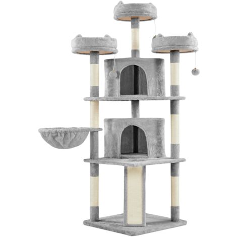 Yaheetech – Arbre à chat géant 174 cm – Griffoir en sisal – 2 grottes spacieux – 3 plateformes – Pour 2 à 3 chats – Installation rapide