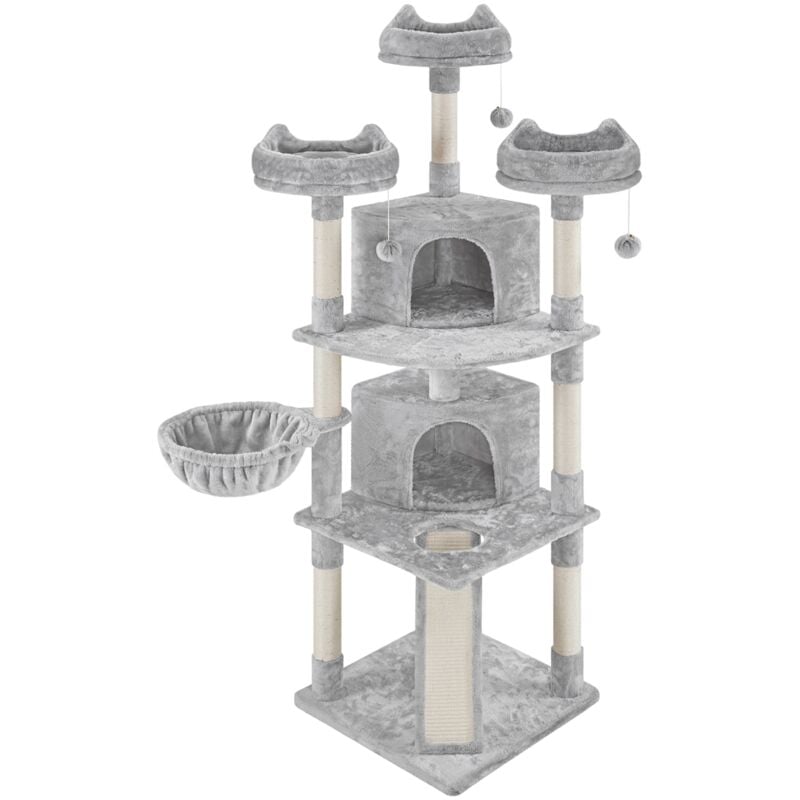 Yaheetech - Arbre a Chat Géant 193 cm avec Griffoir Arbre à Chat Design Arbre à Gratter Tour de Jeux avec 2 Grottes Spacieux 3 Plateformes Planche à