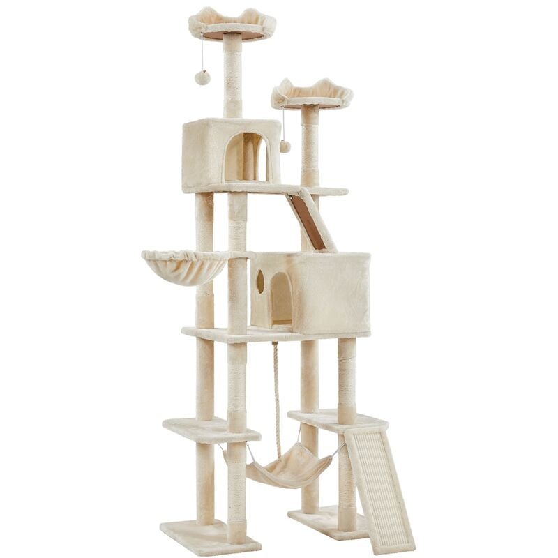 Yaheetech - Arbre à Chat Géant Hauteur 209 cm Multiniveau avec Poteaux en Sisal Arbre pour Chat en Bois avec Griffoirs 2 Perchoirs Design Mignon 2