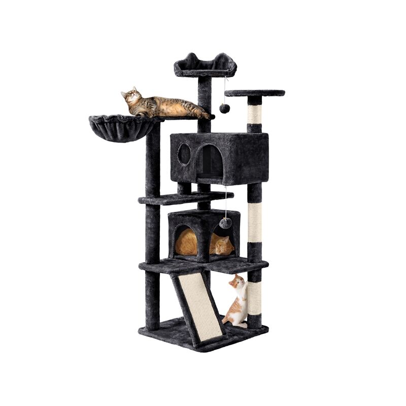 Yaheetech Arbre à Chat Multiniveau Tour pour Chat avec Cachettes Panier Perchoirs Rampe Poteaux en Sisal Boule Suspendue Tour d'escalade pour Chatons