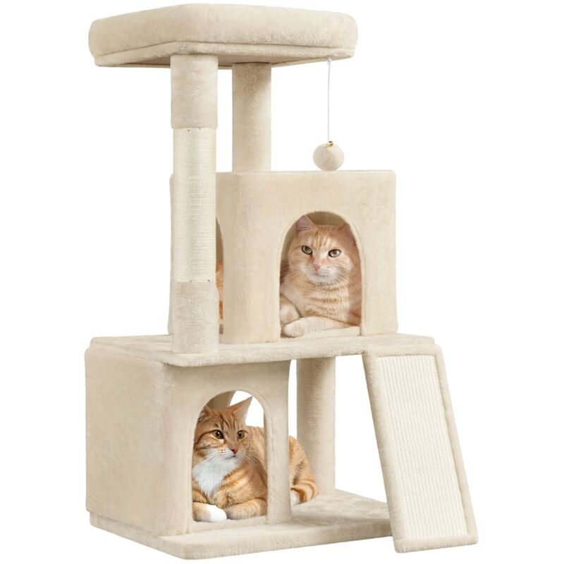 Yaheetech - Arbre à Chat Tour avec Griffoir Poteaux en Sisal Centre d'activités 2 Niches 1 Boule 1 Platforme 60 × 45 × 106 cm Beige Yaheetech - Arbre à Chat Tour avec Griffoir Poteaux en Sisal Centre d'activités 2 Niches 1 Boule 1 Platforme 60 × 45 × 106 cm Beige
