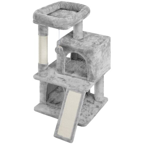 Yaheetech – Arbre à chat tour avec griffoir et 2 niches – Colonne en sisal – Dimensions 49 x 45,5 x 91 cm – Jouet en peluche inclus