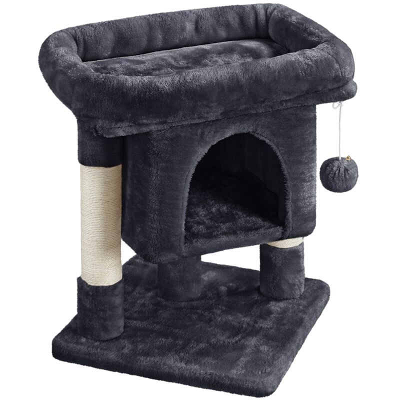 Arbre à Chat Design avec Niche et Plate-Forme Arbre-griffoir Tour pour Chat Hauteur 59cm Noir - Yaheetech