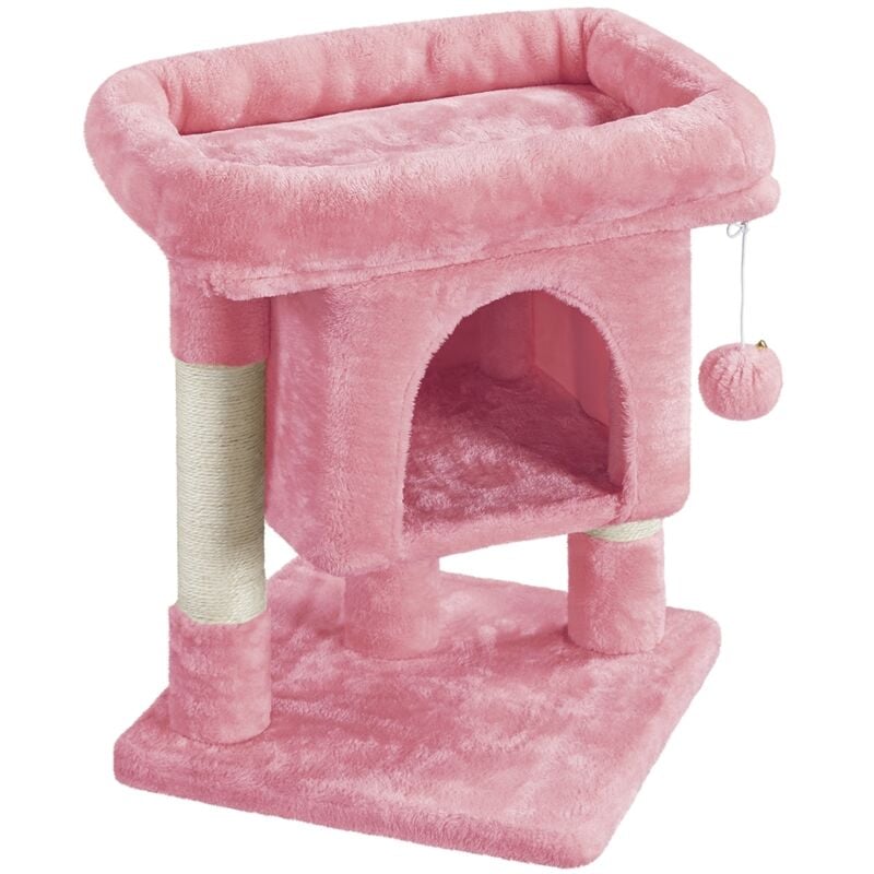Arbre à Chat Design avec Niche et Plate-Forme Arbre-griffoir Tour pour Chat Hauteur 59cm Rose - Yaheetech