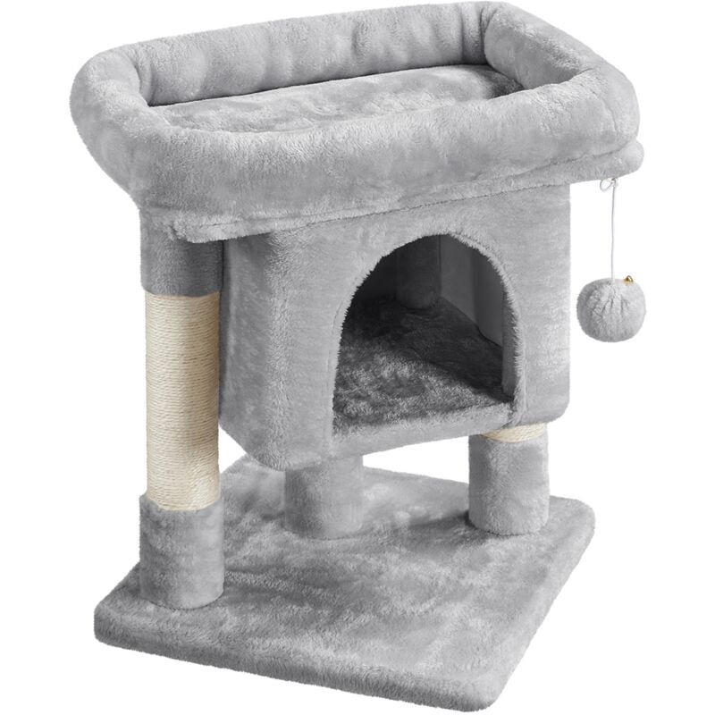 Arbre à Chat Design avec Niche et Plate-Forme Arbre-griffoir Hauteur 59cm Gris Clair - Yaheetech