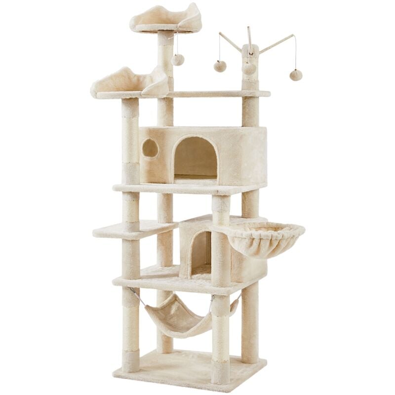 Yaheetech - Arbre à Chat Multiniveau Hauteur 170 cm Tour de Jeux Maison pour Chat avec Poteaux en Sisal 2 Niches Spacieuses Hamac Panier Jouets