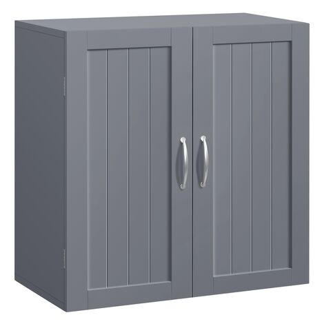 Yaheetech Armadietto Bagno Sospeso da Parete Armadio Mobiletto Salvaspazio con 2 Ante e Ripiano Regolabile 60 x 30 x 60 cm PE Cucina Camera da Letto Lavatrice Grigio Scuro