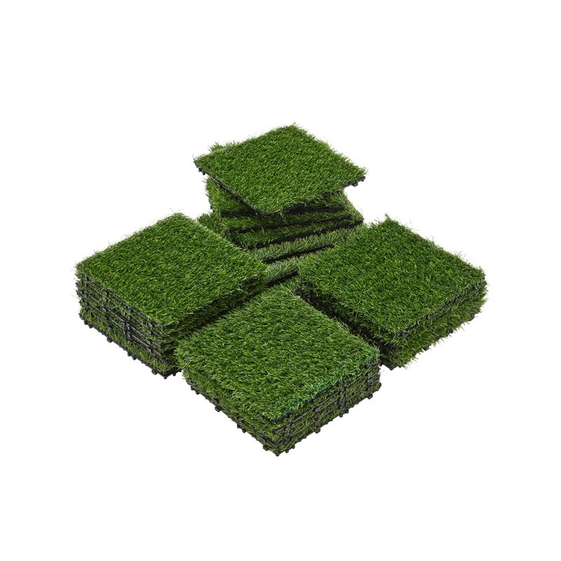 Artificial Grass,27Pcs Interlocking Turf Tile,12x12in, Green - Yaheetech