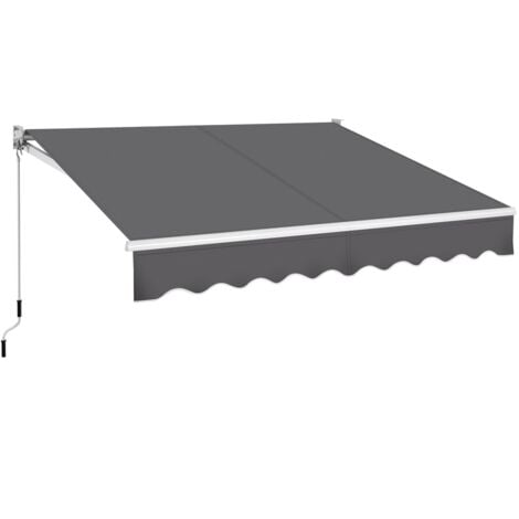 Yaheetech Auvent Rétractable de Contrôle Manuel 250 x 200 cm Auvent d'entrée et de Fenêtre avec Protection Solaire Auvent Réglable pour Balcon Terrasse Café Restaurant Gris Foncé