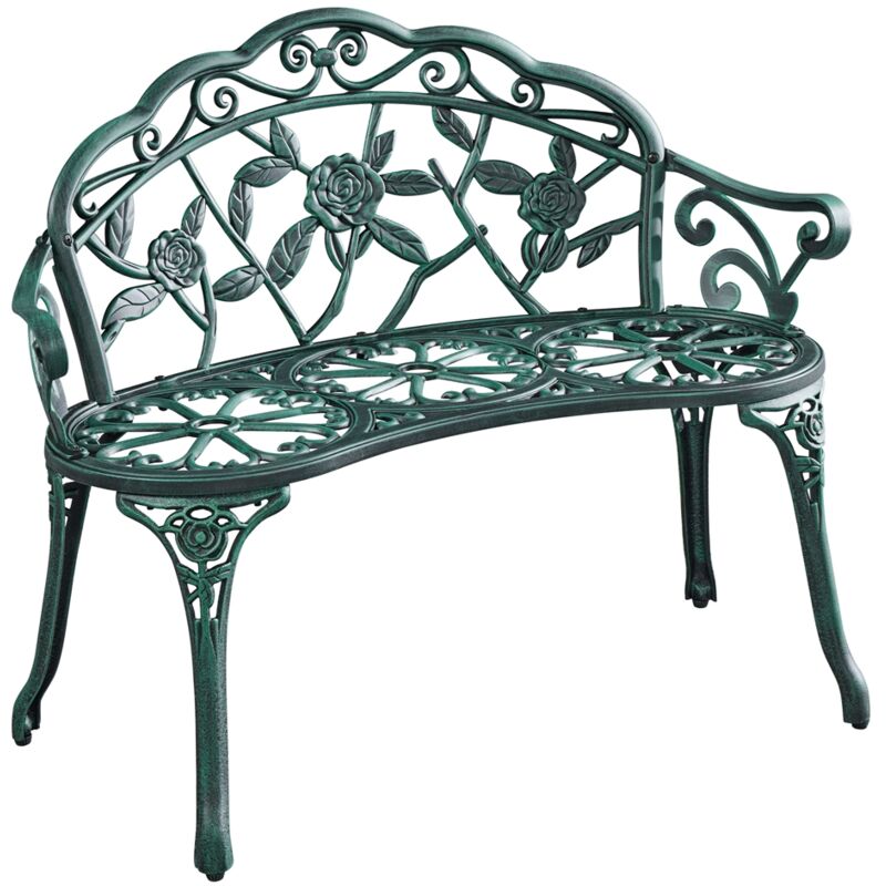Banc de Jardin Extérieur Mobilier de Jardin en Aluminium Siège de Parc 99,5 x 57 x 78,5cm Vert - Yaheetech