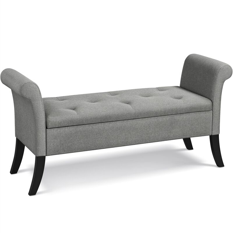 Yaheetech Banc de Rangement avec Accoudoirs et Compartiment Coffre de Rangement Tissu Repose-Pieds Pouvant Supporter 300 kg Gris Clair Gris Clair Yaheetech Banc de Rangement avec Accoudoirs et Compartiment Coffre de Rangement Tissu Repose-Pieds Pouvant Supporter 300 kg Gris Clair Gris Clair