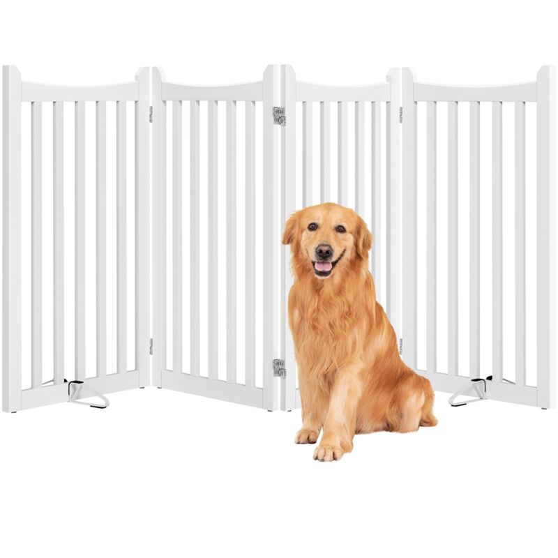 Barrière de sécurité autoportante Pliable 4 Panneaux Parc pour Chien en Bois 50x90 cm Barrière pour Chien Intérieur Enclos Chien Clôture pour Animaux