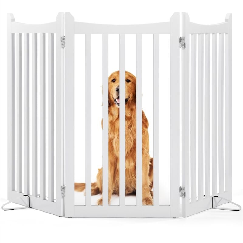 Barrière de sécurité autoportante Pliable 3 Panneaux Parc pour Chien en Bois 50x90 cm Barrière pour Chien Intérieur Enclos Chien Clôture pour Animaux