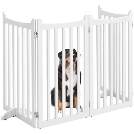 Yaheetech Barrière de sécurité autoportante Pliable 4 Panneaux Parc pour Chien en Bois 50x90 cm Barrière pour Chien Intérieur Enclos Chien Clôture pour Animaux de Compagnie