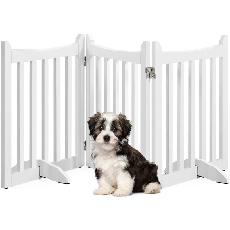 Yaheetech - Barrière de sécurité sans perçage autoportante Pliable Parc pour Chien en Bois 151,5×60,5×2cm Barrière Chien Intérieur Parc Chiot Clôture