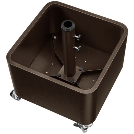 Yaheetech Base per Ombrellone con Ruote 2 Freni Riempibile e Piantabile con Sabbia o Pietre 150 kg per Pali da Ø38mm e Ø48mm con 13 Fori di Scarico Cortile Terrazza Giardino Esterno Marrone