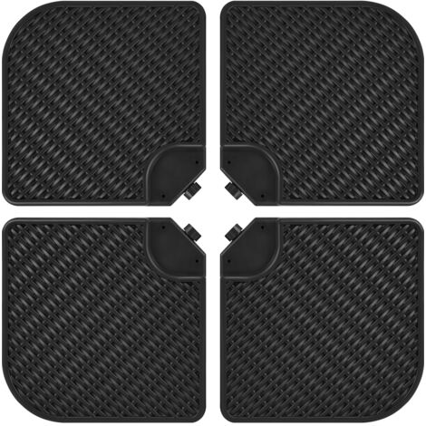 Yaheetech Base per Ombrellone Set 4 Pezzi Pesante Riempibile con Sabbia o Acqua 60L in HDPE con 4 Connettori Motivi di Rattan per Esterno Giardino Terrazza Nero