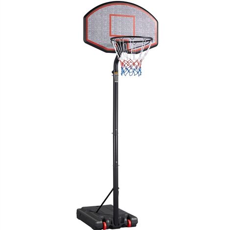 Yaheetech Basketballständer Outdoor Basketballkorb mit Rollen Verstellbar Basketballanlage Korbhöhe 304-353 cm Standfuß mit Wasser oder Sand befüllbar