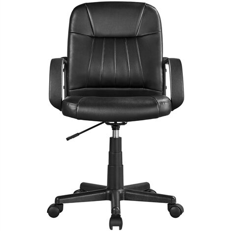 Yaheetech Bürostuhl ergonomisch Schreibtischstuhl Drehstuhl mit Rollen Bürosessel Kunstleder Chefsessel mit Armlehne für Büro/Wohnzimmer Grau