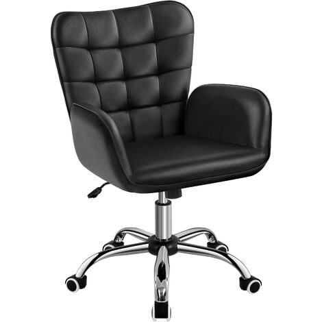 Yaheetech Bürostuhl Ergonomischer Schreibtischstuhl Bürohocker Arbeitsstuhl Drehstuhl höhenverstellbar Polsterstuhl Computerstuhl mit Armlehne und Rollen bis 136 KG belastbar Schwarz