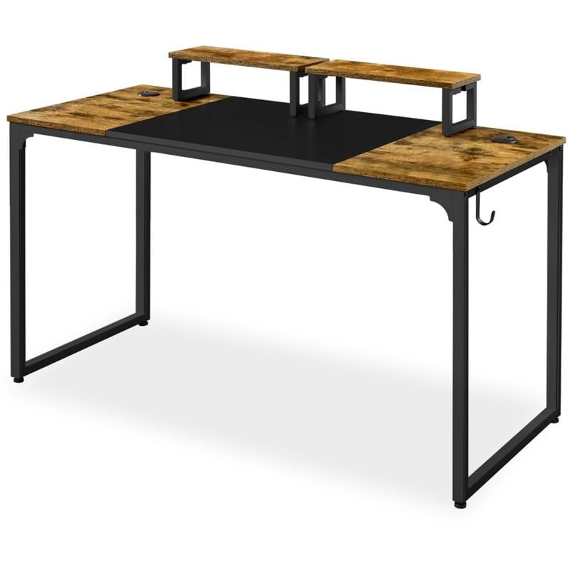 Yaheetech - Bureau d'Ordinateur Table d'Ordinateur Portable Poste de Travail d'Étude 140 x 60 x 75cm avec Support de Moteur/2 œillets pour Cables/1