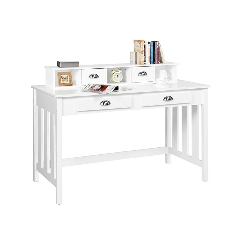 Yaheetech - Bureau Informatique en Bois mdf Poste de Travail Table d'Ordinateur avec 4 Tiroirs et Étagère Amovible pour Casiers Coiffeuse Chambre