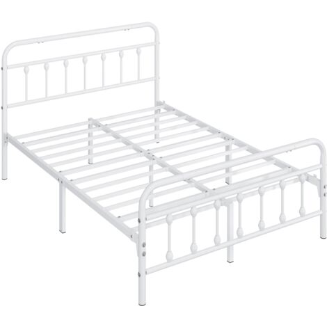 Yaheetech – Cadre de lit en métal 140×200 cm – Structure robuste à 6 pieds – Design vintage avec sommier et tête de lit haute – Capacité 272 kg