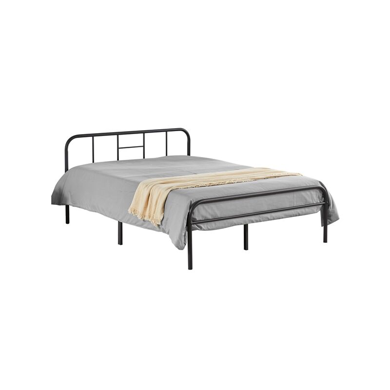 Cadre de lit Simple Double en métal 190 cm pour Adultes Grande Espace en Lattes Noir 140 x 190 cm - Yaheetech