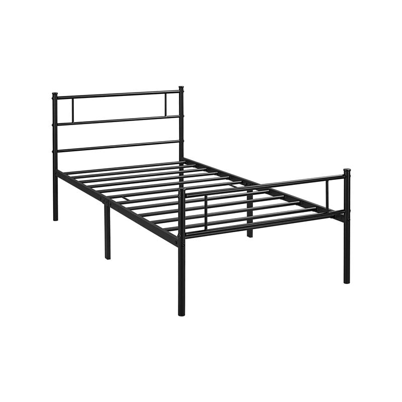 Cadre de lit Simple en métal 90x190 cm pour Adultes Grande Espace en Lattes Noir - Yaheetech