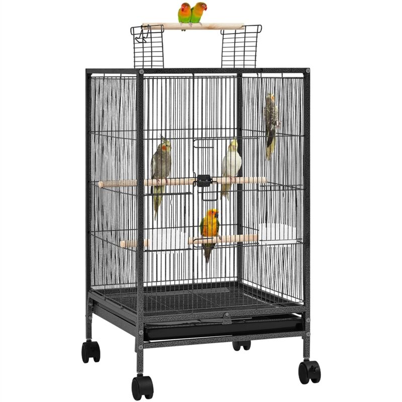 Yaheetech Cage métallique pour Oiseaux avec Roues pour Animaux de Compagnie, perroquets, canaris, 45,5 x 45,5 x 79 cm Yaheetech Cage métallique pour Oiseaux avec Roues pour Animaux de Compagnie, perroquets, canaris, 45,5 x 45,5 x 79 cm