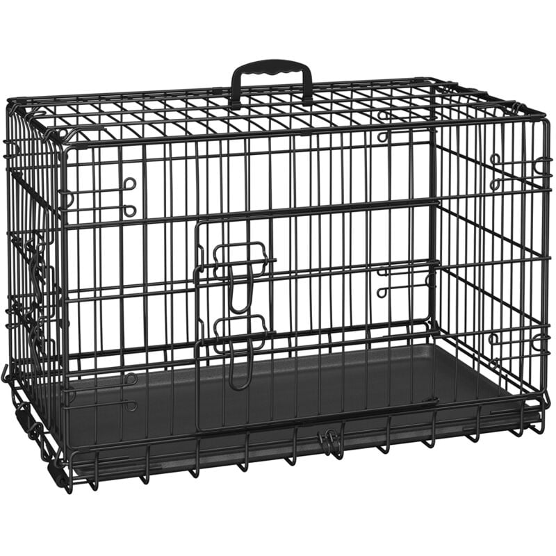 Yaheetech - Cage pour Chien Pliable Caisse de Transport pour Chien en métal Niche pour Chien Exterieur Interieur 2 Portes Verrouillables et Plateau