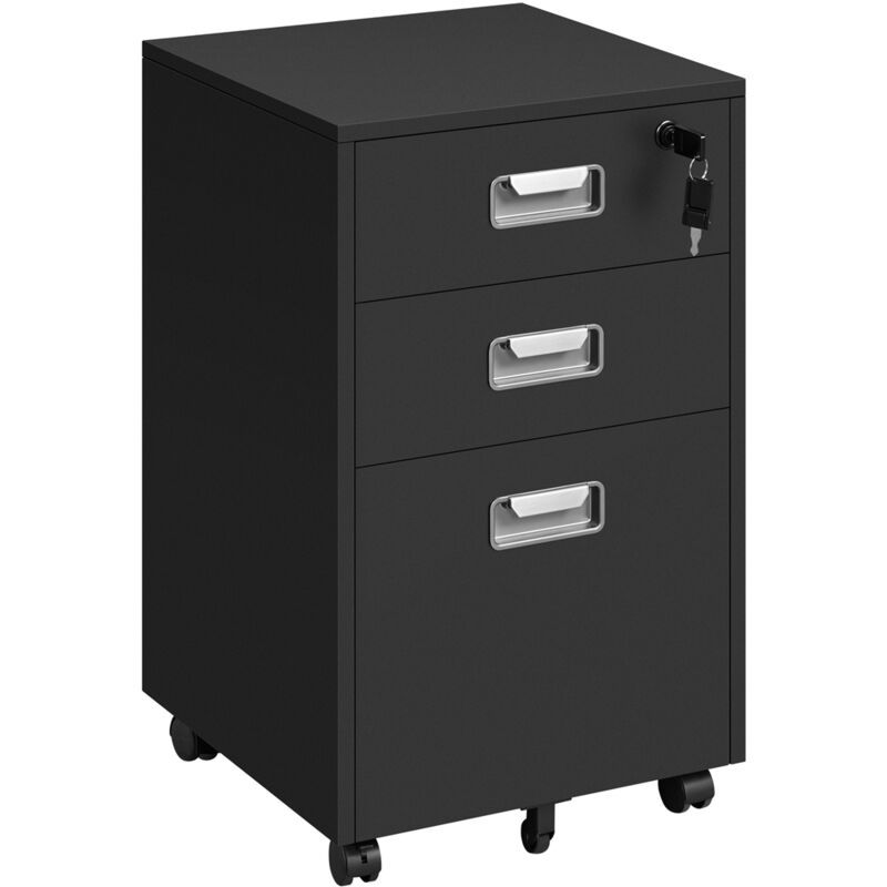 Yaheetech - Caisson de Bureau Mobile Caisson de Rangement avec 3 Tiroirs Armoire de Bureau pour Dossiers Suspendus, Document A4/Lettre, 40 × 40 ×