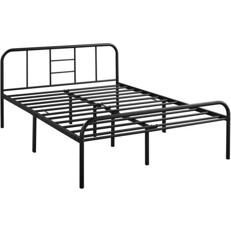 YAHEETECH Hierro para colchón de 140 x 190 cm Cama Metálica Cama Doble Industrial Estructura Metal Negro