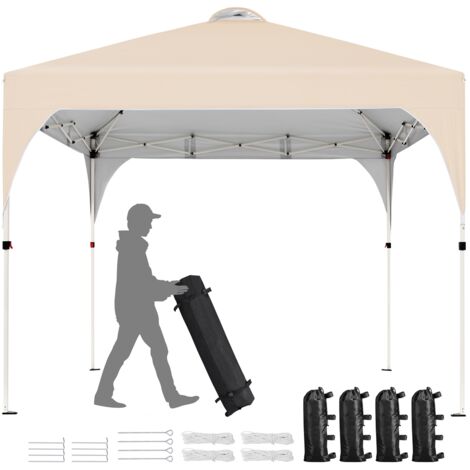Yaheetech Carpa Plegable 3x3m Cenador de Jardín Impermeable para 8-10 Personas,con Ventilacion y Bolsa de Transporte, Ideal para Playa y Camping Beige