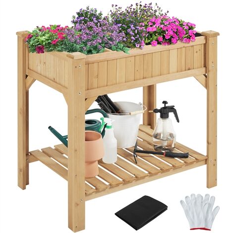 Potager Végétable - Bac Potager en Bois Massif - 60x30x34cm - Jardinière  Extérieur pour Jardin Terrasse