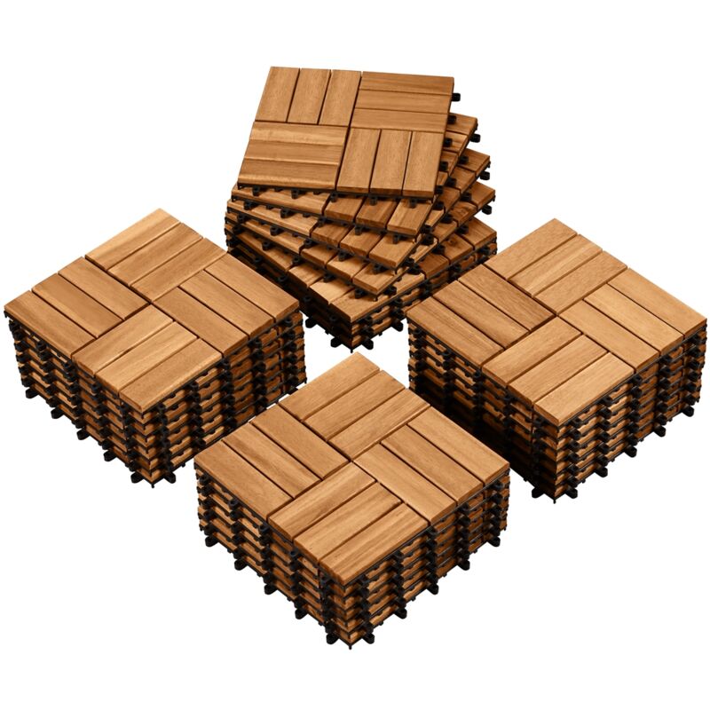 Yaheetech - Carreaux de Jardin en Bois d'acacia 30 x 30 cm Revêtement de Sol imperméable résistant aux intempéries pour extérieur, Balcon, Jardin,