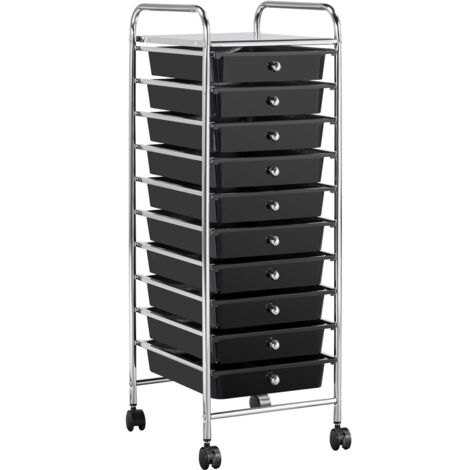 Yaheetech Carrito Auxiliar Almacenamiento con Ruedas Carro de Servicio de 3 Niveles Carro Organizador con Cajones