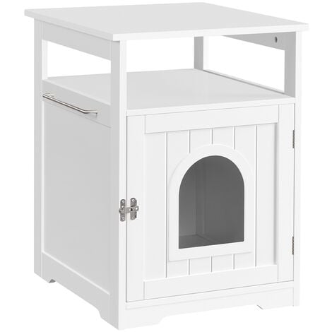 Yaheetech Cat Litter Box Enclosure Pet Nightstand, White