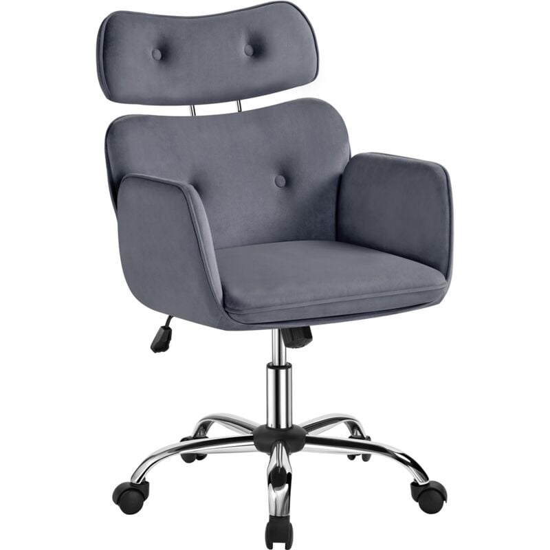 Yaheetech - Chaise Bureau en Velours Fauteuil de Bureau avec Repose-tête à roulettes Design Capitonné Ajustable Chaise d'ordinateur Réglable en