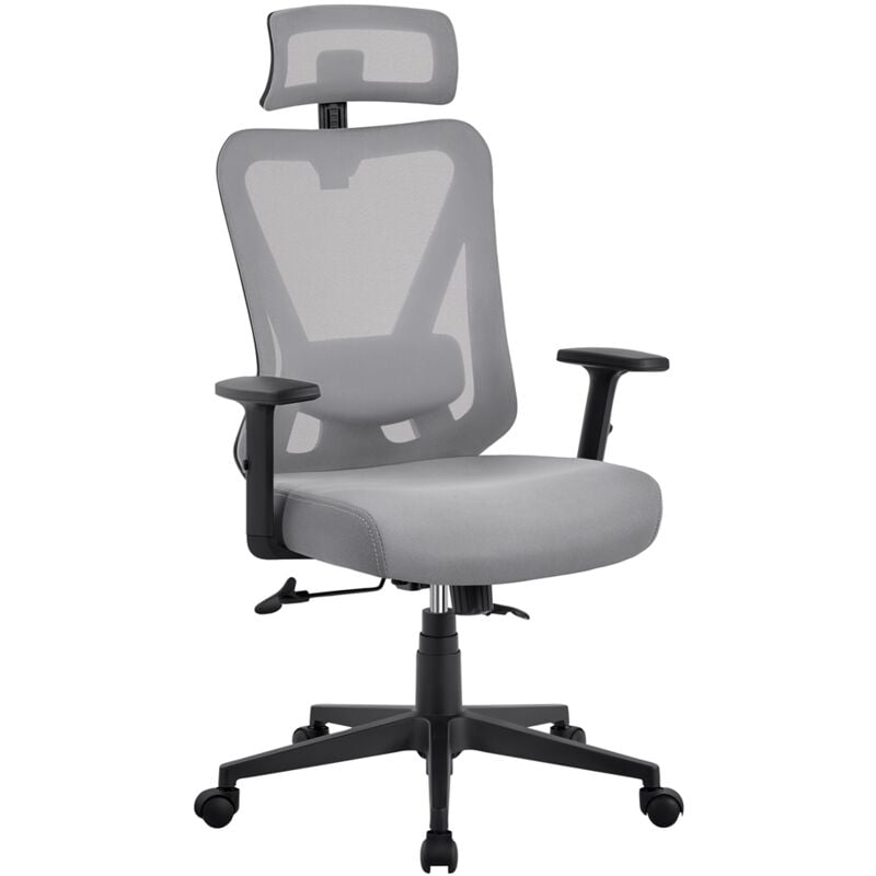 Yaheetech - Chaise Bureau Ergonomique Respirante Fauteuil de Bureau en Maille Support Lombaire et Siège Inclinaible Appui-tête Accoudoirs Réglables
