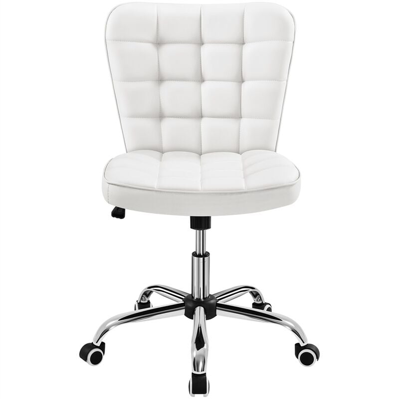 Yaheetech - Chaise de Bureau à Roulettes Chaise d'Ordinateur en Similicuir avec Assise Réglable et Siège Dossier Rembourrés Détachables Blanc