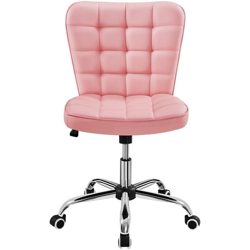 Chaise de Bureau à Roulettes Chaise d'Ordinateur en Similicuir avec Assise Réglable et Siège Dossier Rembourrés Détachables Rose - Yaheetech