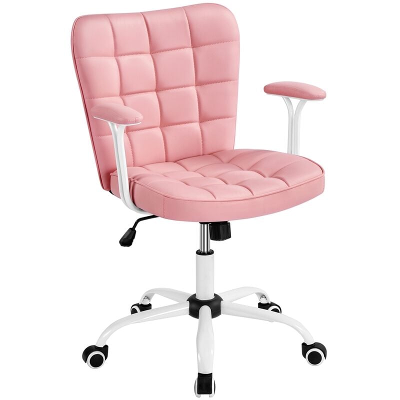 Yaheetech - Chaise de Bureau à Roulettes Chaise d'Ordinateur en Similicuir avec Hauteur d'Assise Réglable Dossier Rembourré Accoudoirs Détachables