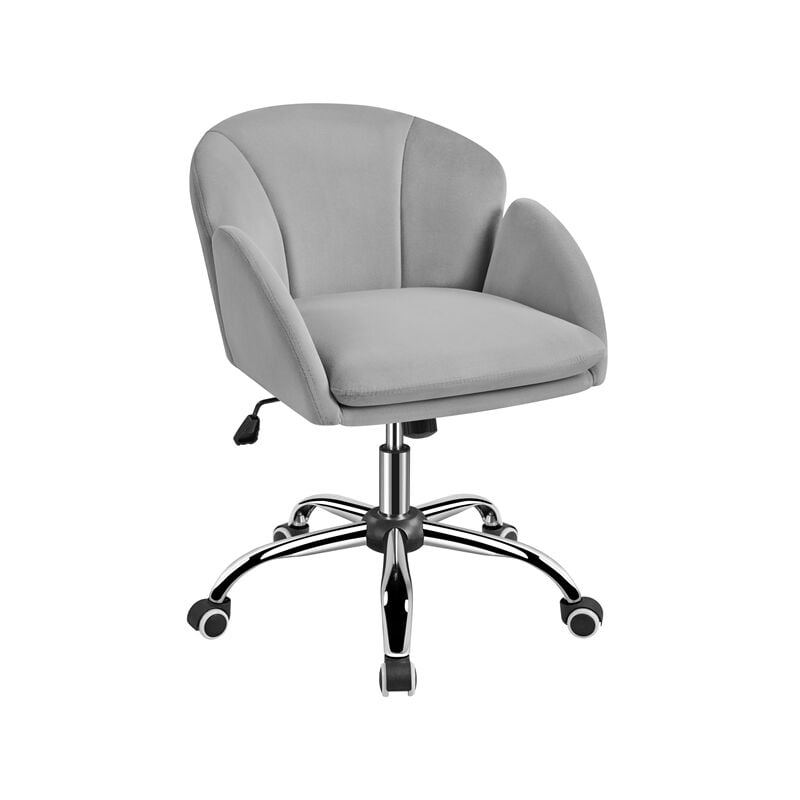 Yaheetech - Chaise Bureau Design Fleur Fauteuil de Bureau en Velours Hauteur Réglable avec Dossier Arrondi Inclinable pour Chambre Bibliothèque Gris