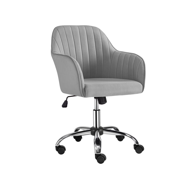 Yaheetech - Chaise de bureau moderne en simili cuir, chaise d'ordinateur pivotante à 360 ° avec siège réglable en hauteur pour bureau en velours gris