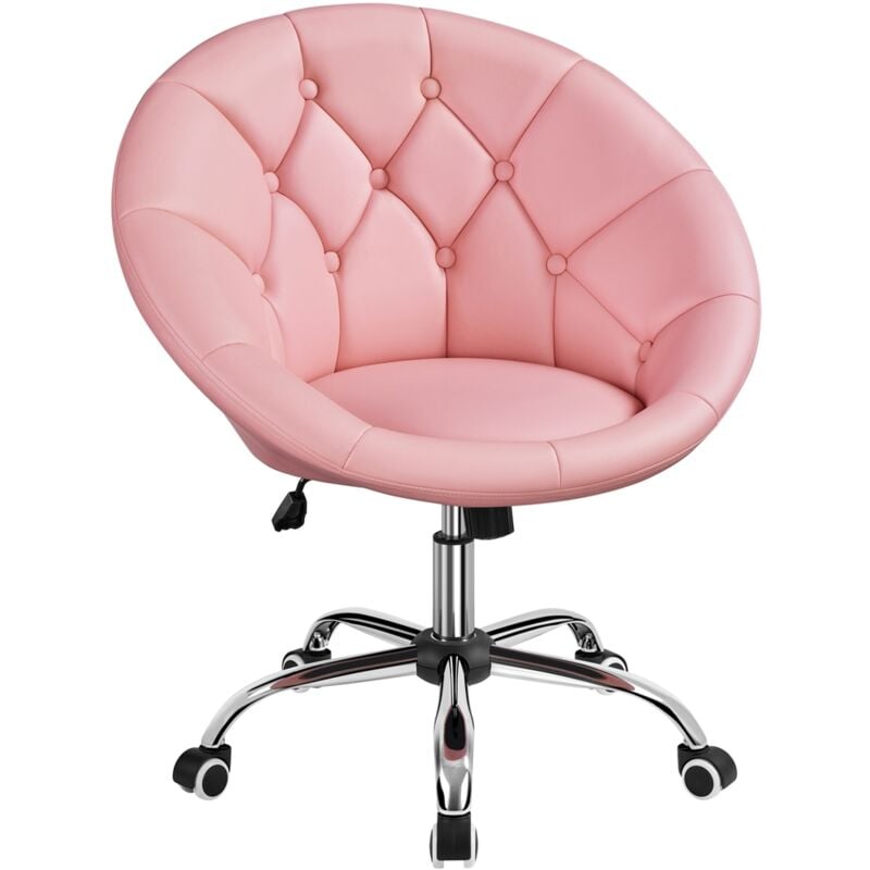 Yaheetech - Chaise de Bureau en Similicuir Fauteuil Ergonomique avec Dossier Arrondi Fauteuil de Coiffeuse Réglable en Hauteur Pivotante Chaise pour